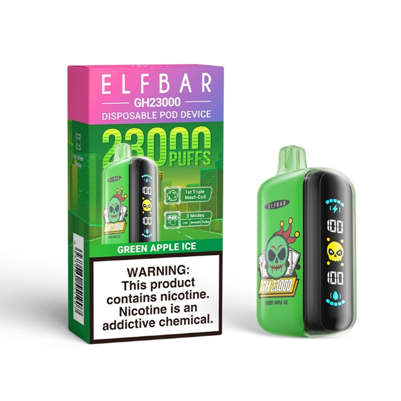 Elf Bar GH23000 Green Apple Ice Vape - Rechargeable, 50mg Nicotine, 23000 Puffs