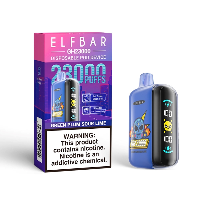Elf Bar GH23000 Green Plum Sour Lime Vape - Rechargeable, 50mg Nicotine, 23000 Puffs