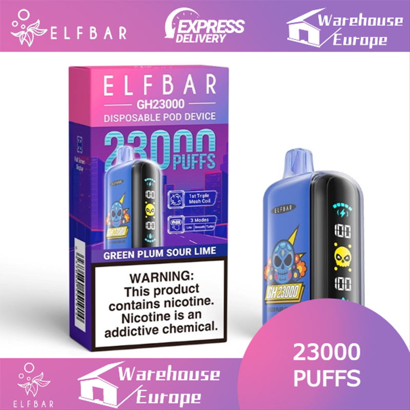 Elf Bar GH23000 Green Plum Sour Lime Vape - Rechargeable, 50mg Nicotine, 23000 Puffs