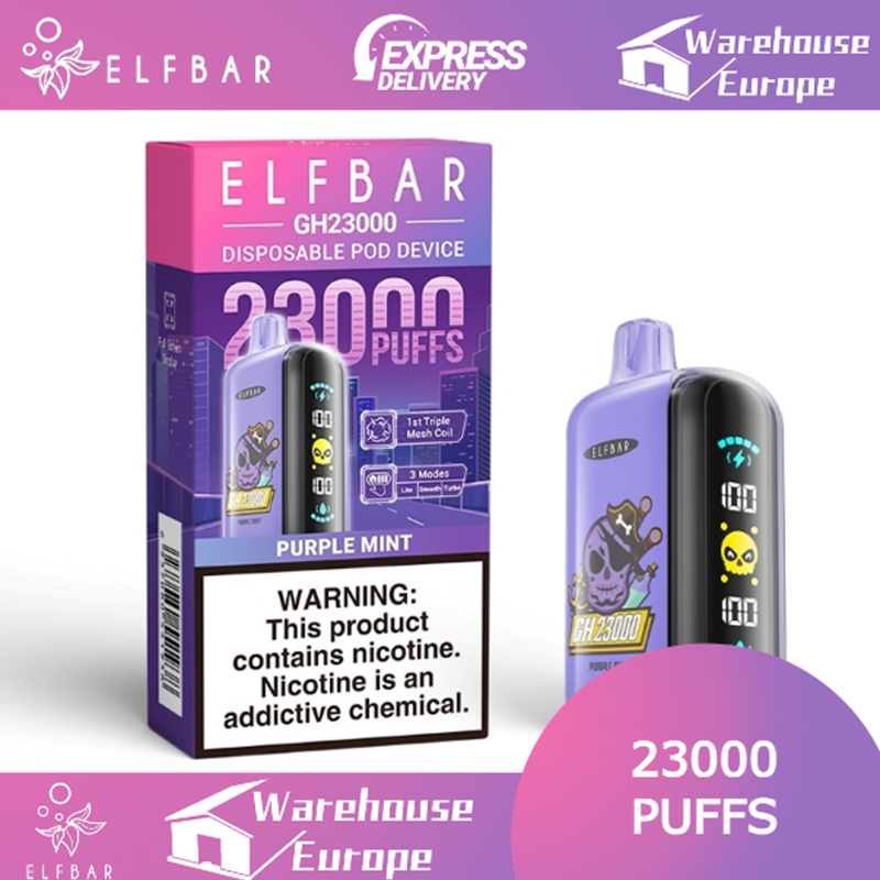 Elf Bar GH23000 Purple Mint Vape - Rechargeable, 50mg Nicotine, 23000 Puffs
