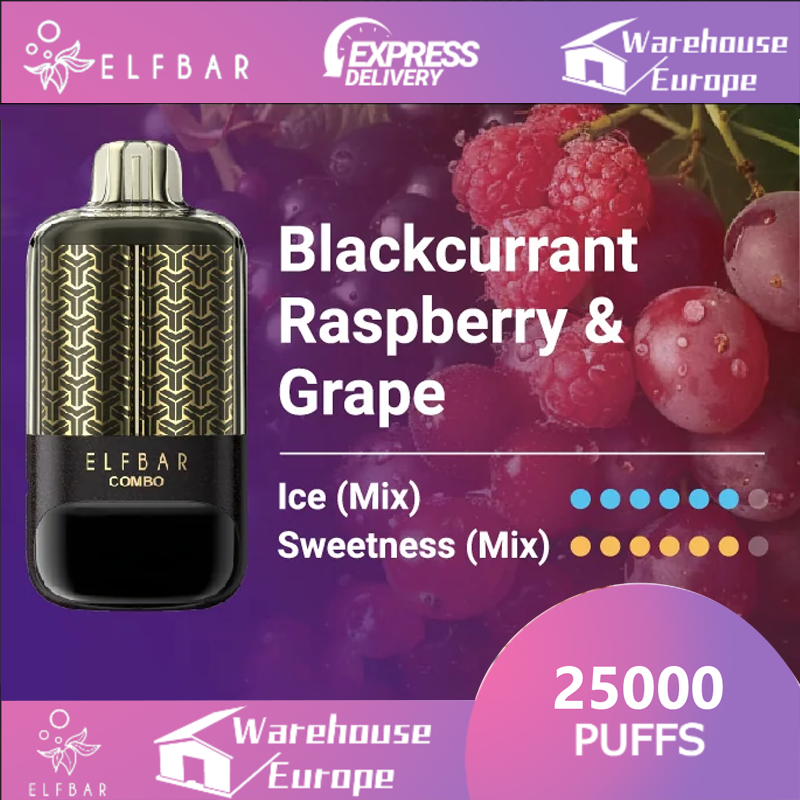 Blackcurrant Raspberry & Grape Flavor Elfbar Combo 25000