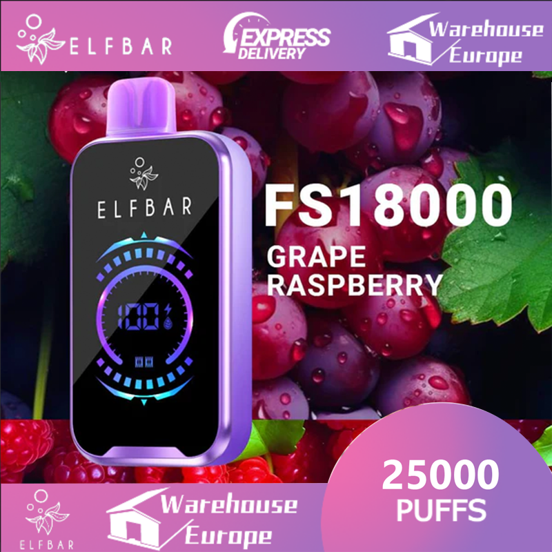 Grape Raspberry ELF BAR FS18000 Vape 800mAh 5% Nic