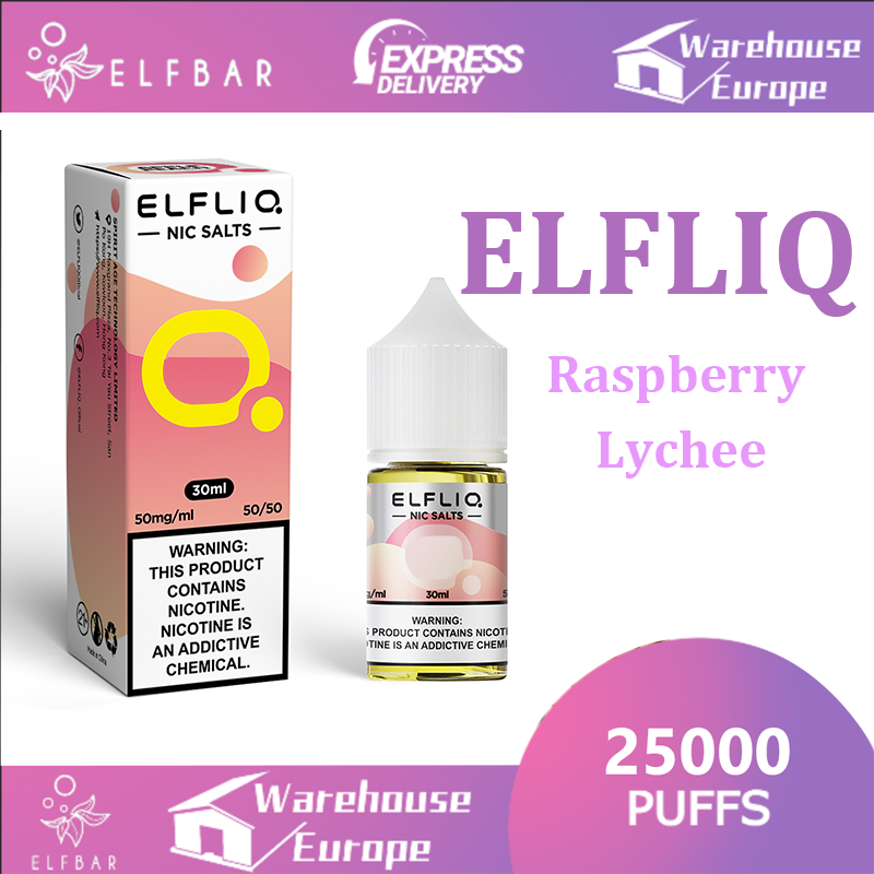 Raspberry Lychee Elf Bar ELFLIQ Nicotine Salt E-Liquid 10ml Bottles