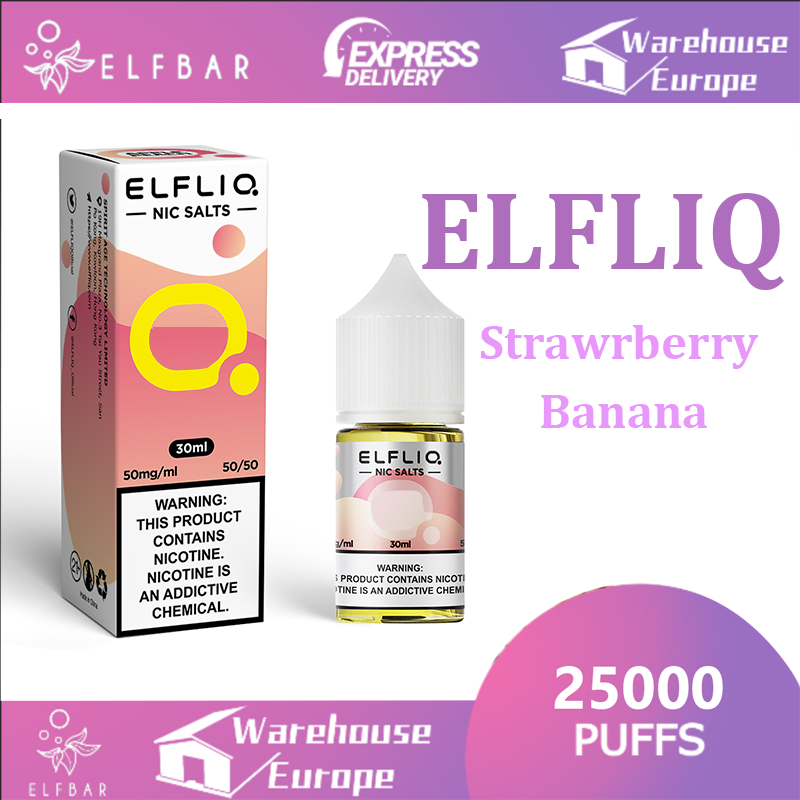Strawrberry Banana Elf Bar ELFLIQ Nicotine Salt E-Liquid 10ml Bottles