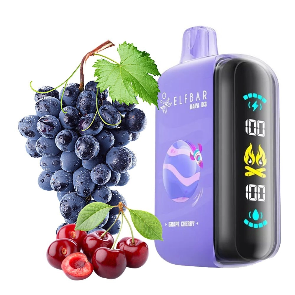 Elf Bar Raya D3 25000 Grape Cherry 5% nicotine strength