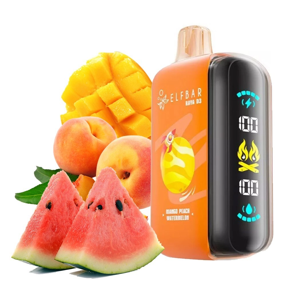 Elf Bar Raya D3 25000 Mango Peach Watermelon 5% nicotine strength