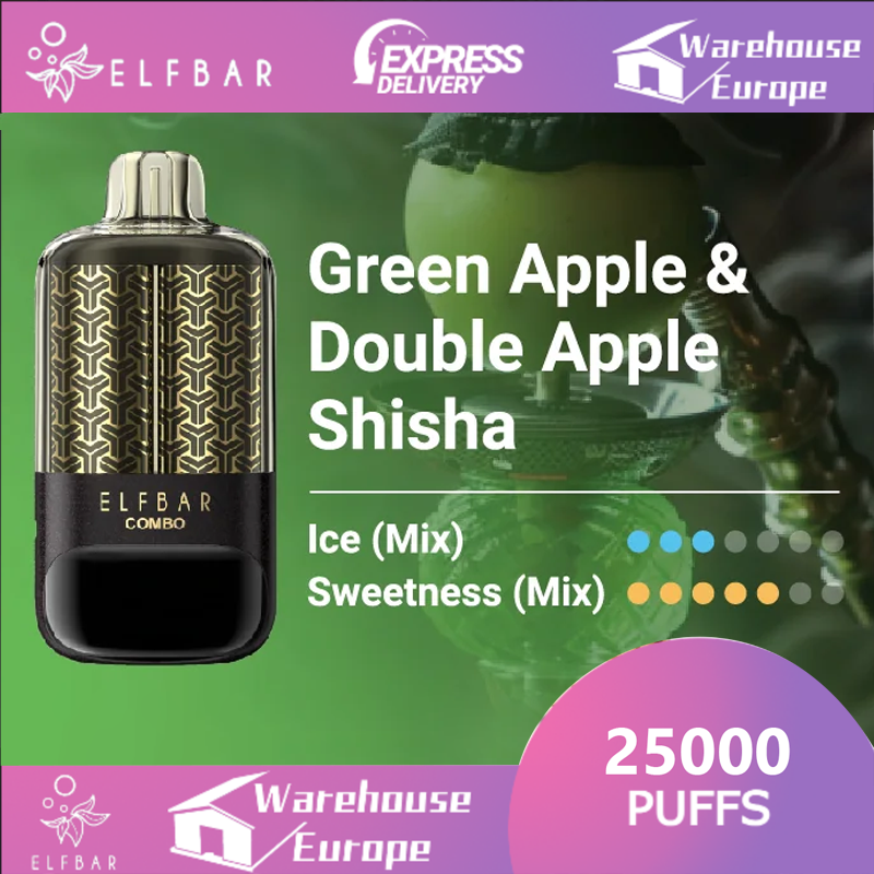 Green Apple & Double Apple Shisha Elf bar Combo