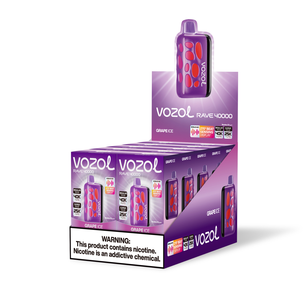 VOZOL Rave 40000 Vape – 270° Glow, 40,000 Puffs, 20 Flavors