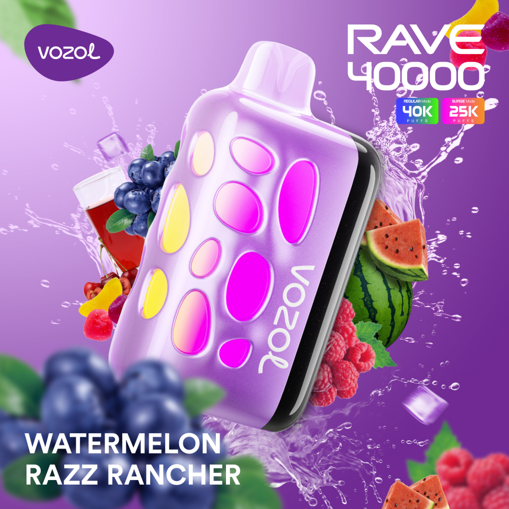VOZOL Rave 40000 Vape – 270° Glow, 40,000 Puffs, 20 Flavors