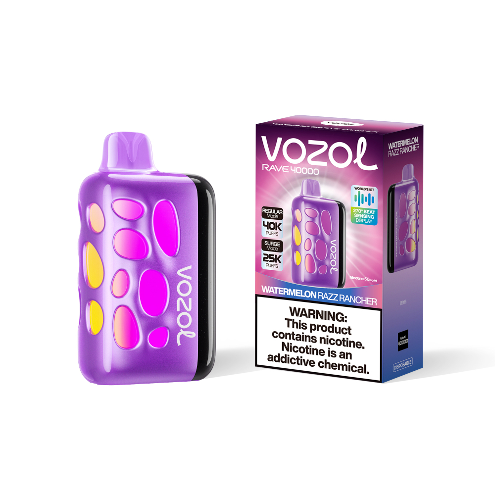 VOZOL Rave 40000 Vape – 270° Glow, 40,000 Puffs, 20 Flavors