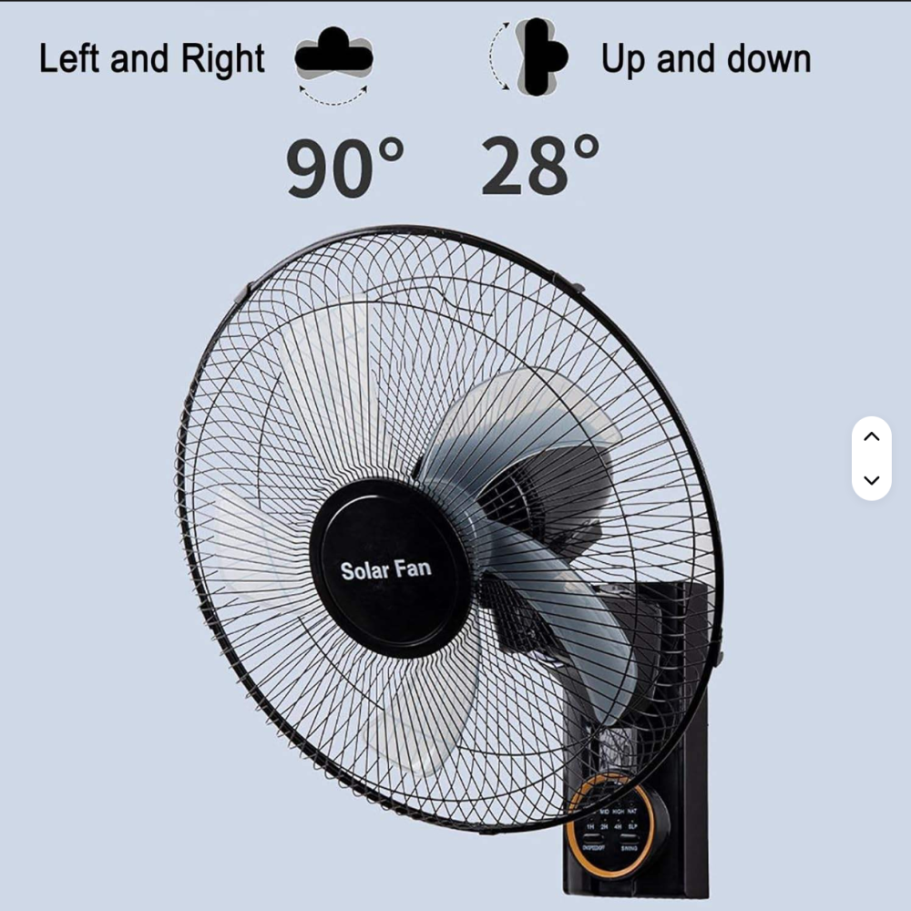 Solar Oscillating Wall Mounted Fan with Remote Control for Home Office