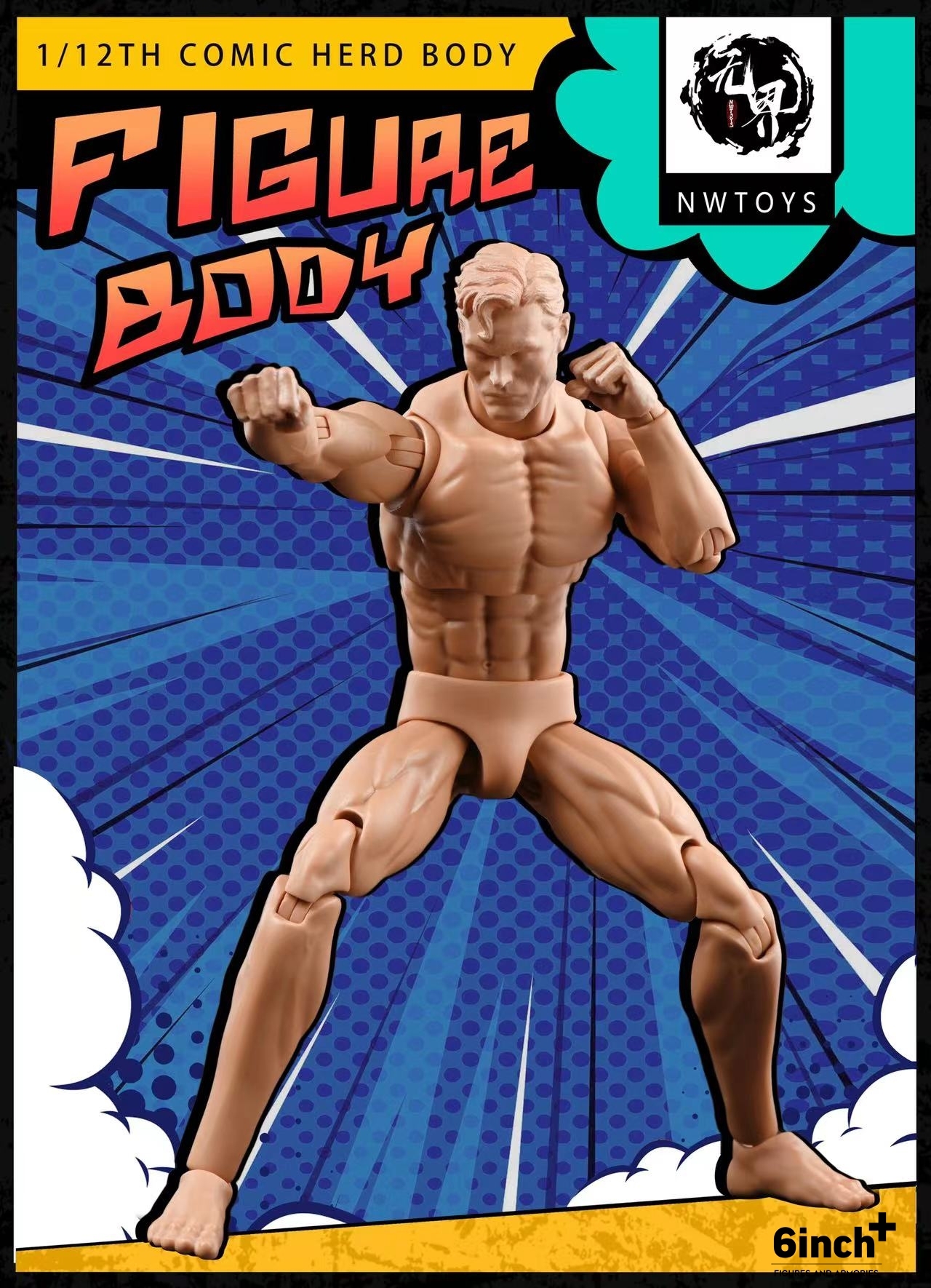 nwtoys 1:12 super movable strong male vegetarian body painting male body model