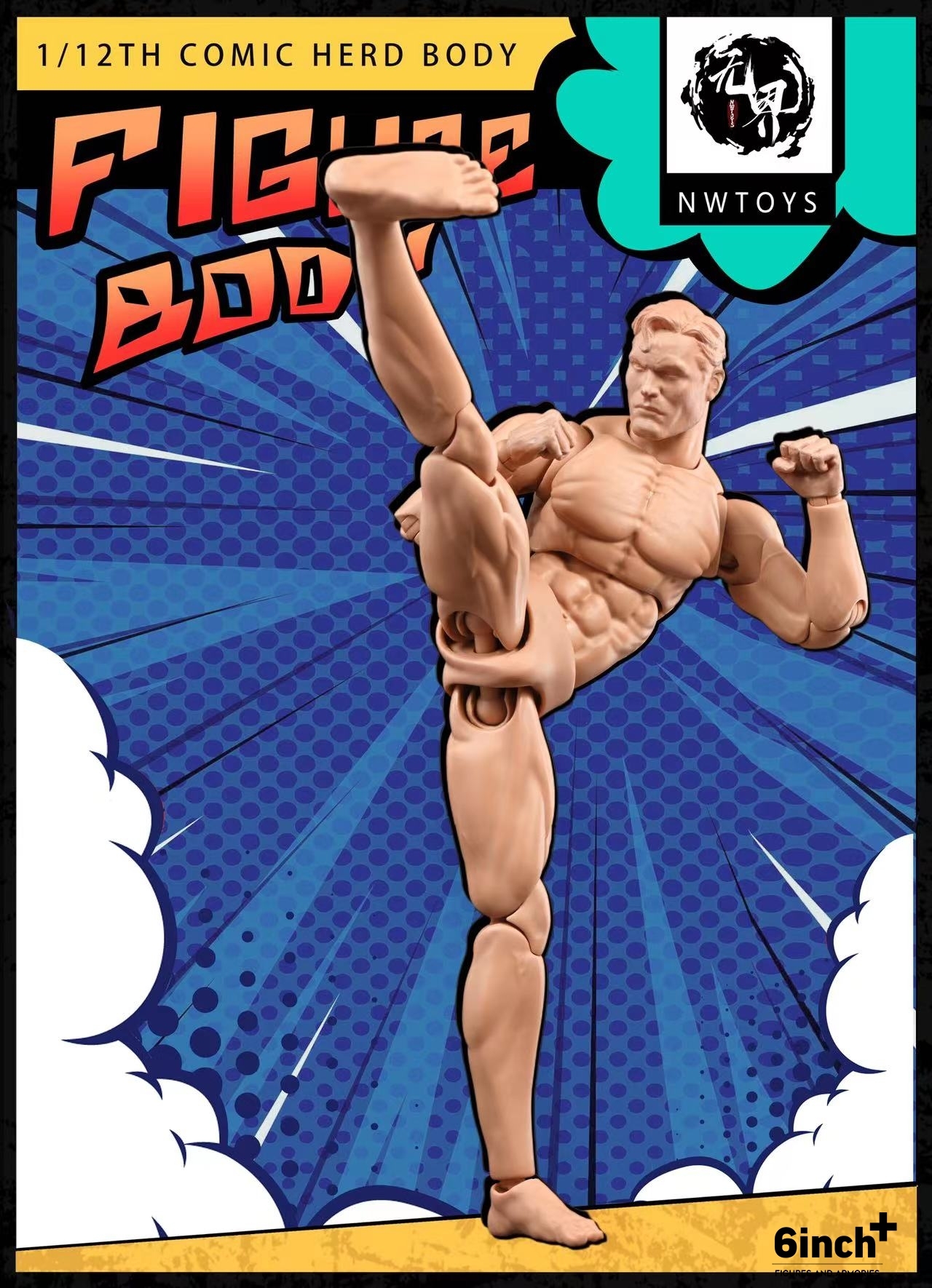 nwtoys 1:12 super movable strong male vegetarian body painting male body model