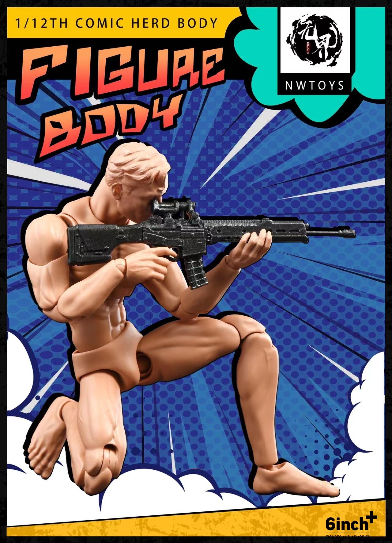 nwtoys 1:12 super movable strong male vegetarian body painting male body model