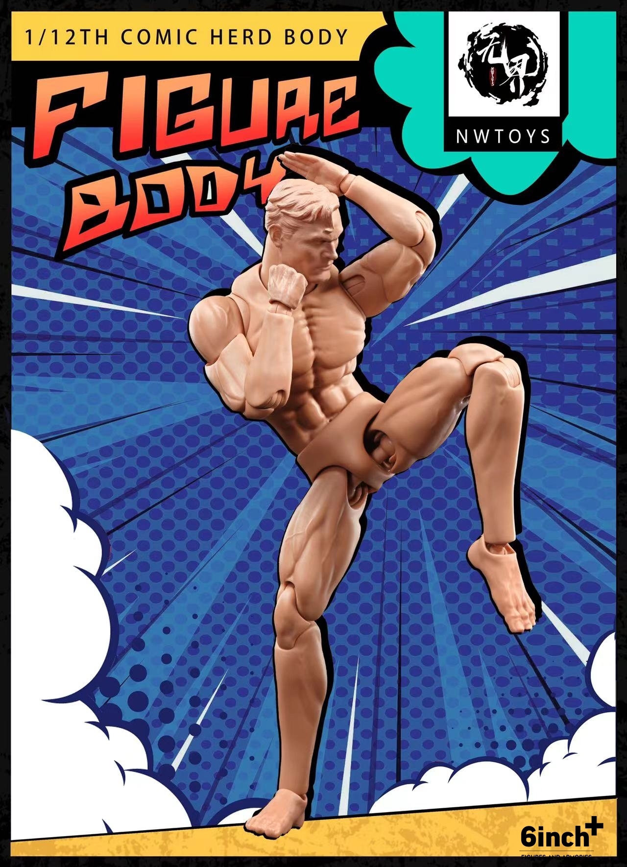 nwtoys 1:12 super movable strong male vegetarian body painting male body model