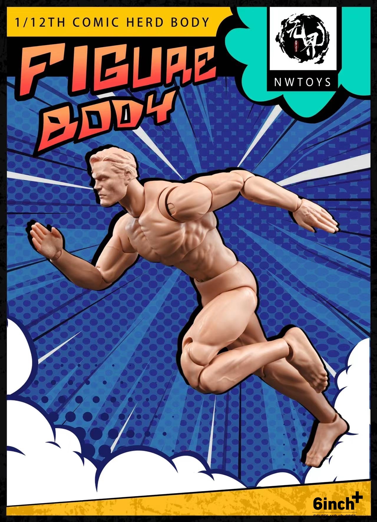 nwtoys 1:12 super movable strong male vegetarian body painting male body model