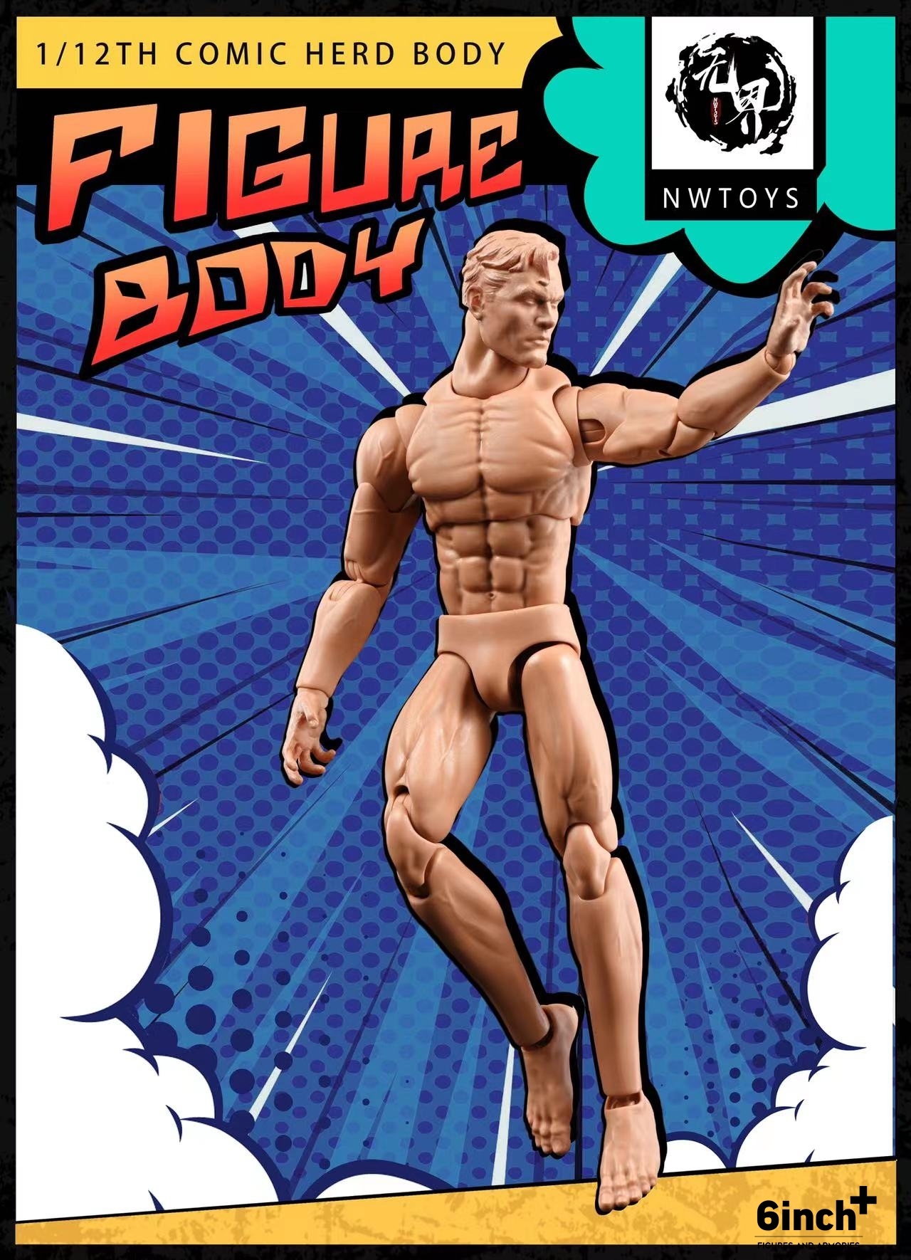 nwtoys 1:12 super movable strong male vegetarian body painting male body model
