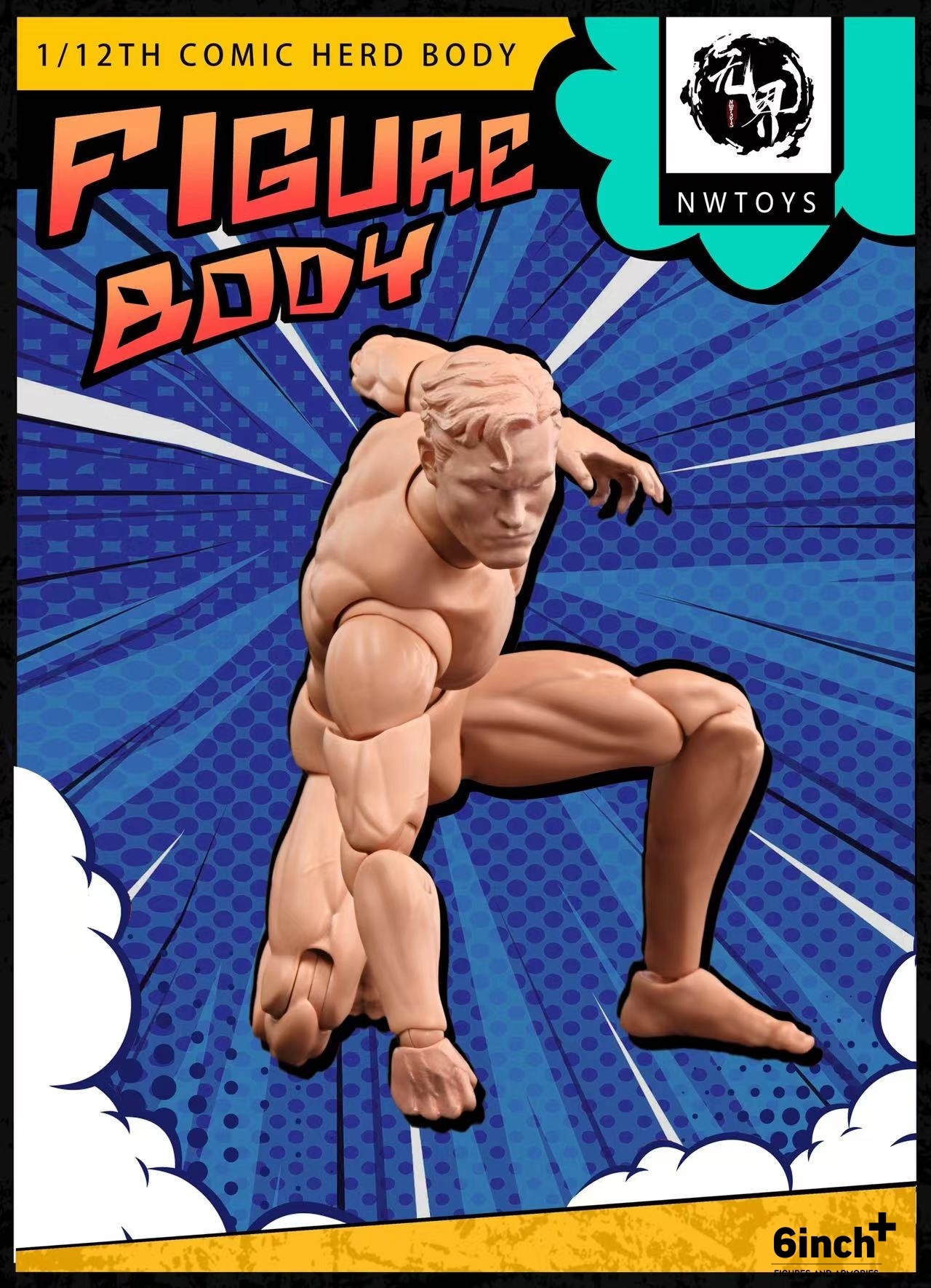 nwtoys 1:12 super movable strong male vegetarian body painting male body model