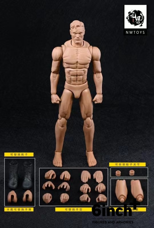 nwtoys 1:12 super movable strong male vegetarian body painting male body model