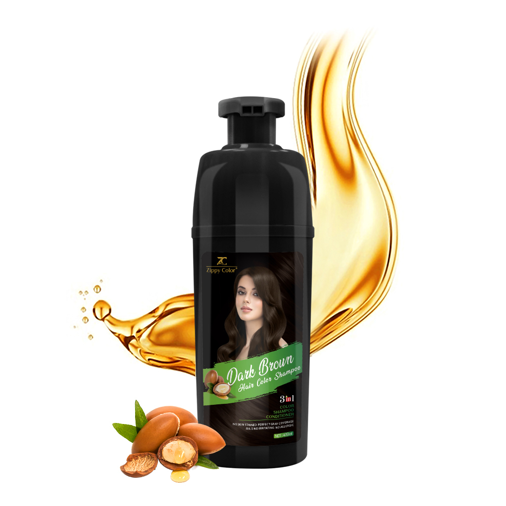 Zippy Color 3 in 1 Argan Oil Hair Dye Shampoo-Dark Brown,Zippy Color Hair Dye Shampoo - Wholesale Hair Care Manufacturer,Guangdong Mingli Biomedical Technology Co., Ltd.