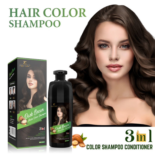 Zippy Color 3 in 1 Argan Oil Hair Dye Shampoo-Dark Brown,Zippy Color Hair Dye Shampoo - Wholesale Hair Care Manufacturer,Guangdong Mingli Biomedical Technology Co., Ltd.
