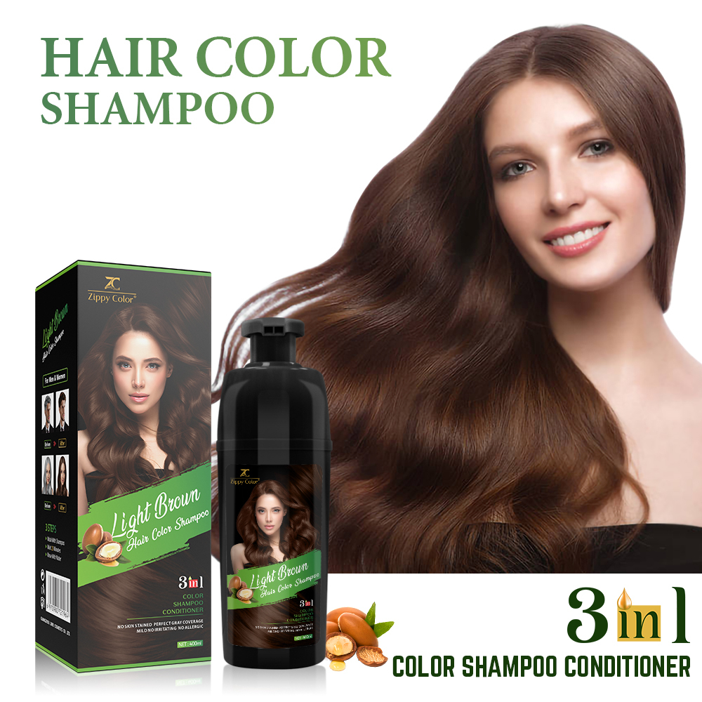 Zippy Color 3 in 1 Argan Oil Hair Dye Shampoo-Light Brown,Zippy Color 3 in 1 Argan Oil Hair Dye Shampoo-Black,Guangdong Mingli Biomedical Technology Co., Ltd.