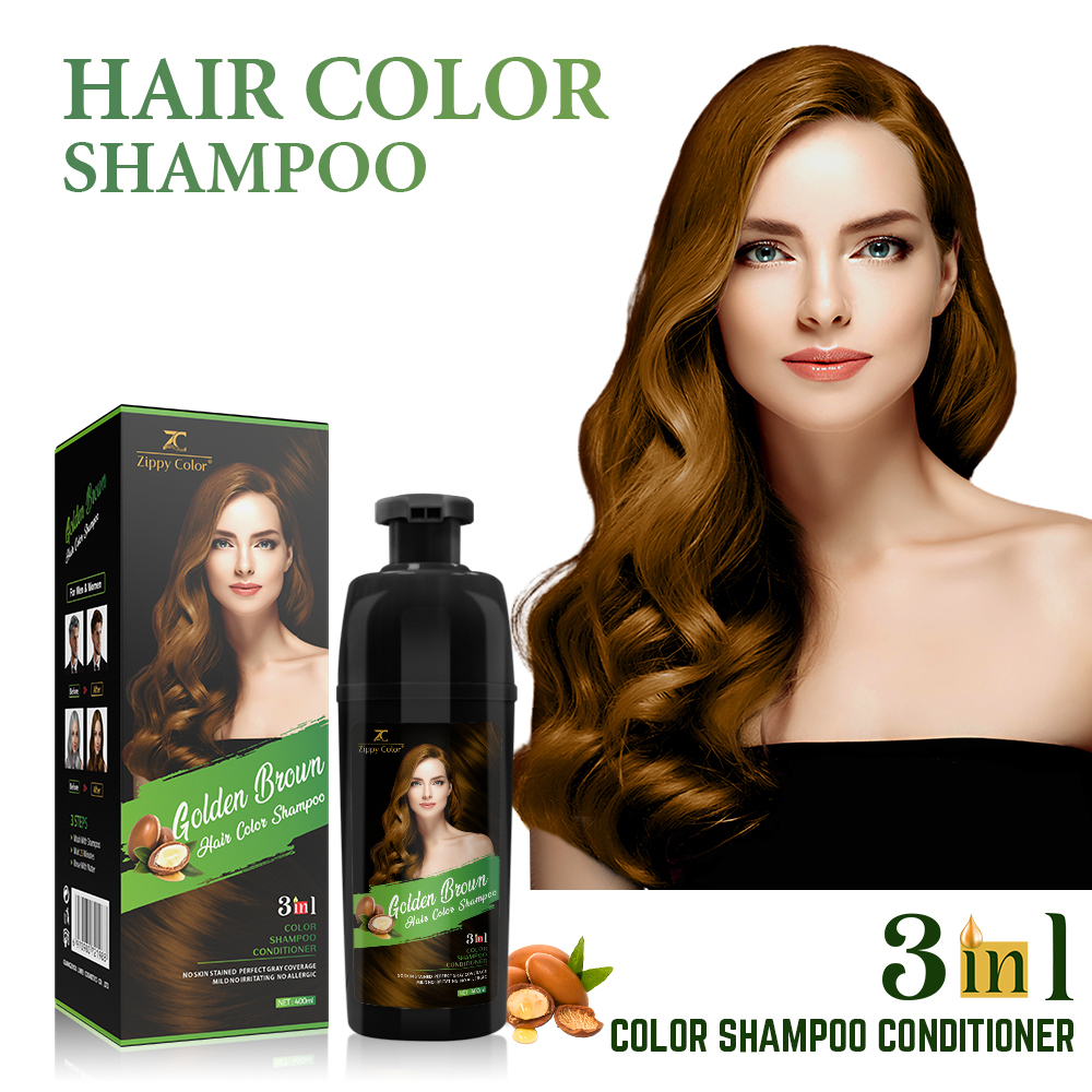 Zippy Color 3 in 1 Argan Oil Hair Dye Shampoo-Golden Brown,Zippy Color 3 in 1 Argan Oil Hair Dye Shampoo-Black,Guangdong Mingli Biomedical Technology Co., Ltd.