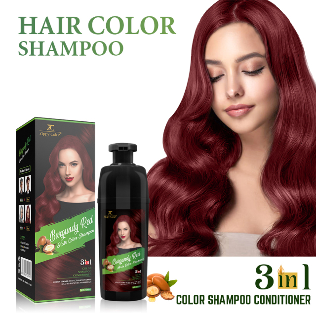 Zippy Color 3 in 1 Argan Oil Hair Dye Shampoo-Burgundy Red,Zippy Color Hair Dye Shampoo - Black Hair Care Manufacturer,Guangdong Mingli Biomedical Technology Co., Ltd.