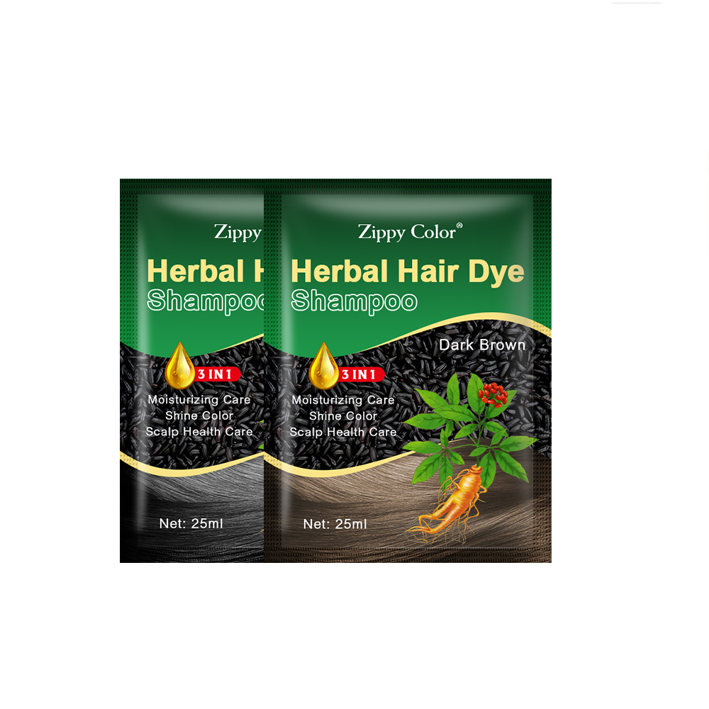 Zippy Color Ginseng Black Hair Shampoo,Ginseng Hair Dye Shampoo | Ammonia-Free Hair Color by Mingli Factory,Guangdong Mingli Biomedical Technology Co., Ltd.