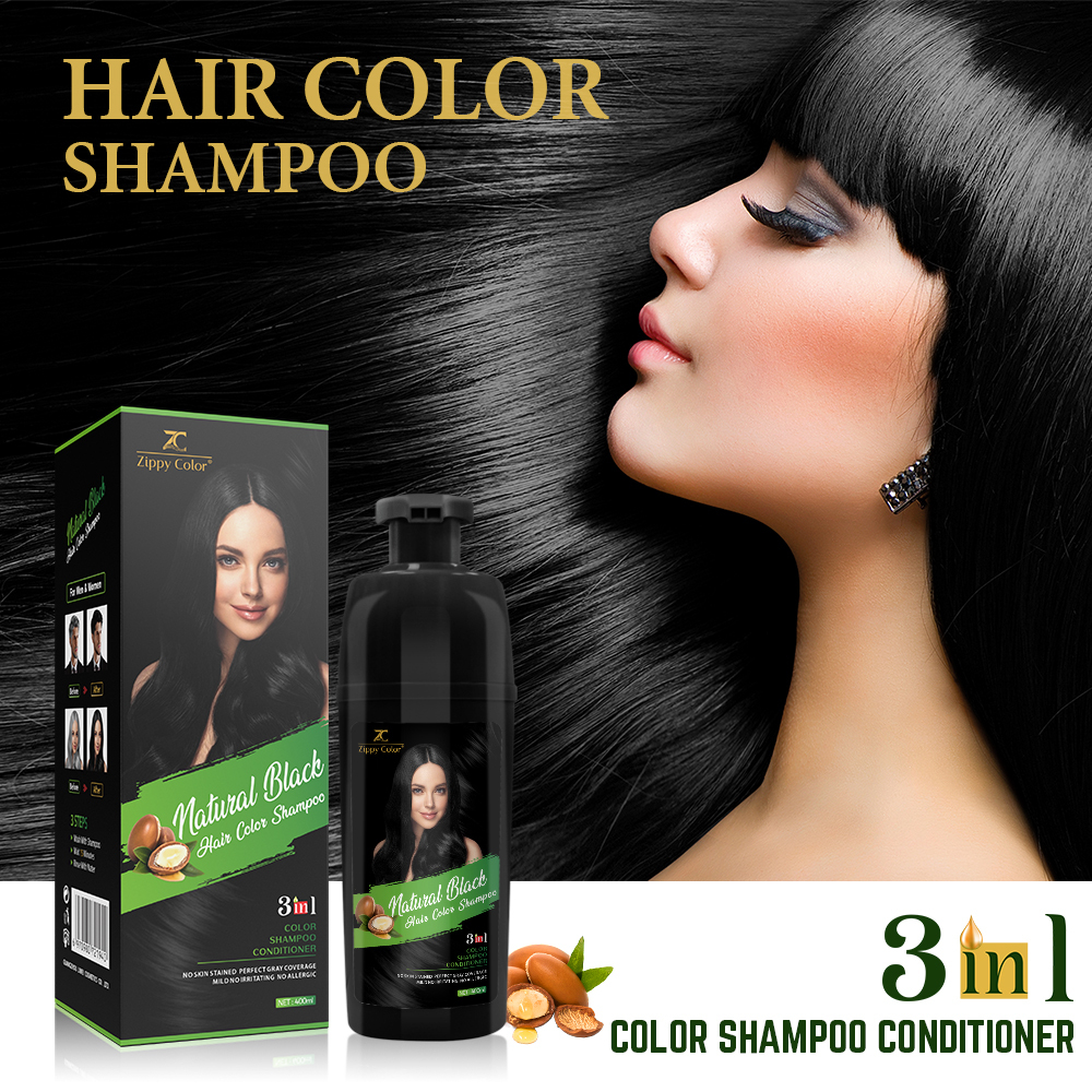 Zippy Color 3 in 1 Argan Oil Hair Dye Shampoo-Black,Zippy Color Hair Dye Shampoo - Wholesale Hair Care Manufacturer,Guangdong Mingli Biomedical Technology Co., Ltd.