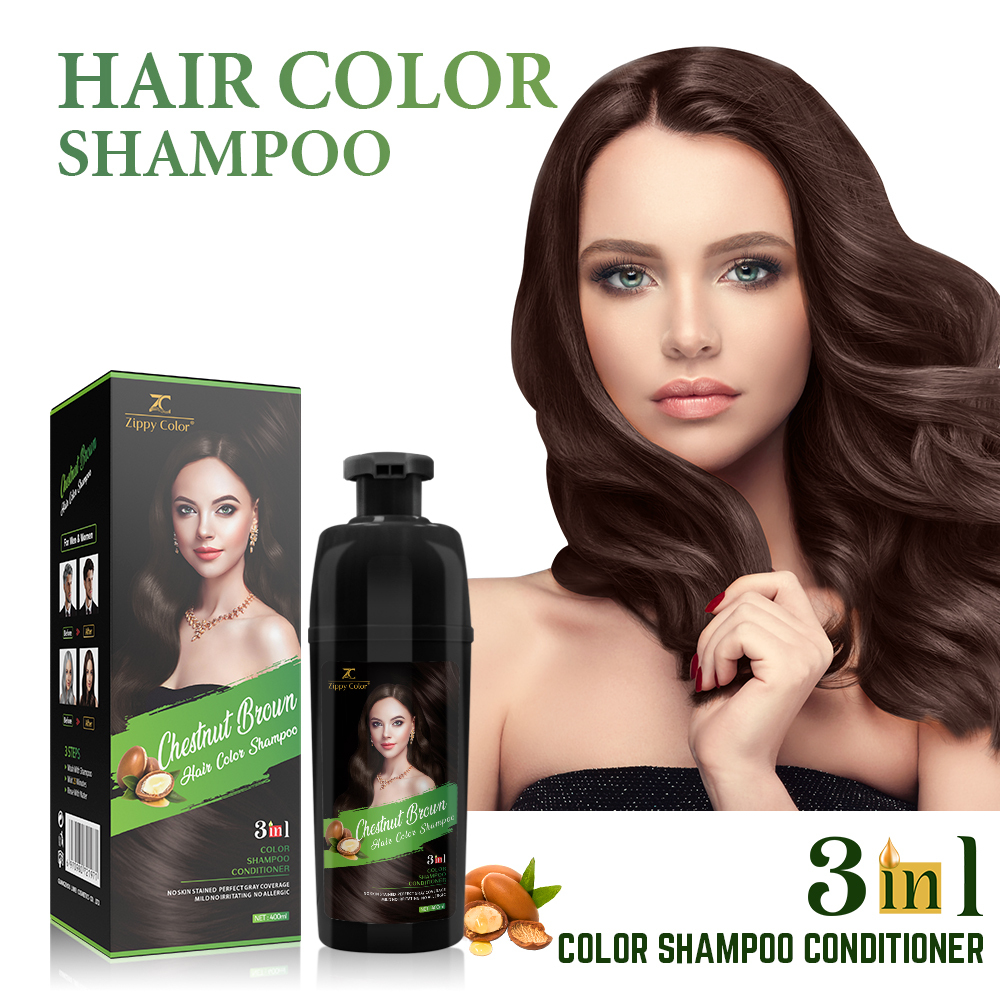 Zippy Color 3 in 1 Argan Oil Hair Dye Shampoo-Chestnut Brown,Zippy Color 3 in 1 Argan Oil Hair Dye Shampoo-Black,Guangdong Mingli Biomedical Technology Co., Ltd.