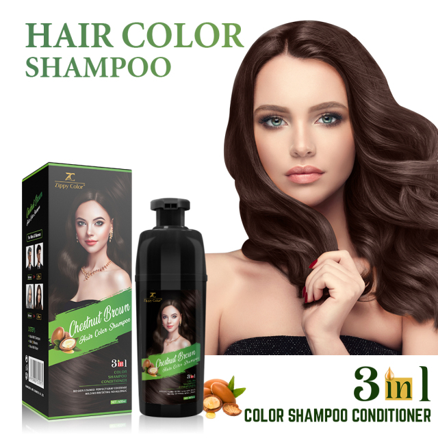 Zippy Color 3 in 1 Argan Oil Hair Dye Shampoo-Chestnut Brown,Zippy Color 3 in 1 Argan Oil Hair Dye Shampoo-Black,Guangdong Mingli Biomedical Technology Co., Ltd.