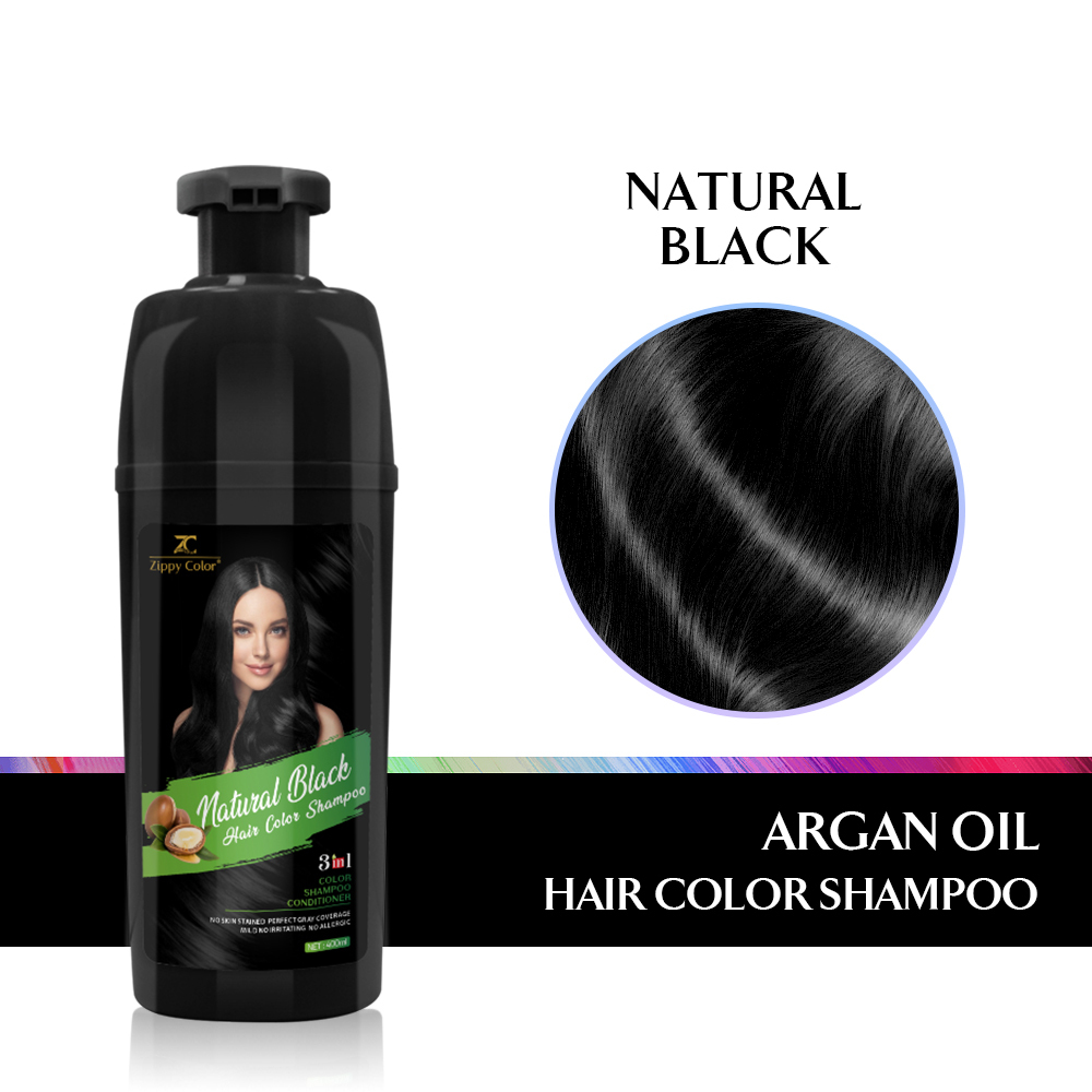 Zippy Color 3 in 1 Argan Oil Hair Dye Shampoo-Black,Zippy Color Hair Dye Shampoo - Wholesale Hair Care Manufacturer,Guangdong Mingli Biomedical Technology Co., Ltd.
