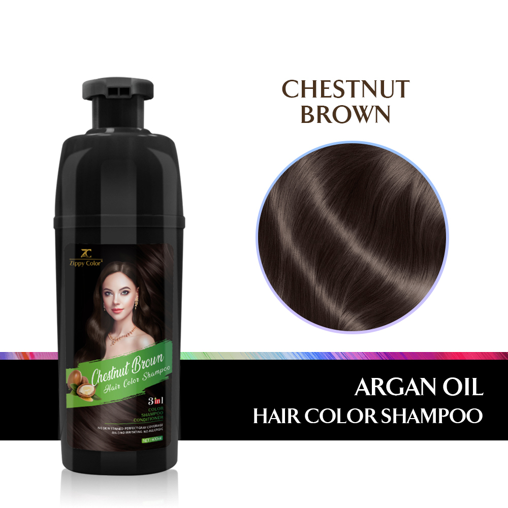 Zippy Color 3 in 1 Argan Oil Hair Dye Shampoo-Chestnut Brown,Zippy Color 3 in 1 Argan Oil Hair Dye Shampoo-Black,Guangdong Mingli Biomedical Technology Co., Ltd.