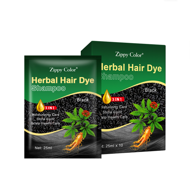 Zippy Color Ginseng Black Hair Shampoo,Ginseng Hair Dye Shampoo | Ammonia-Free Hair Color by Mingli Factory,Guangdong Mingli Biomedical Technology Co., Ltd.
