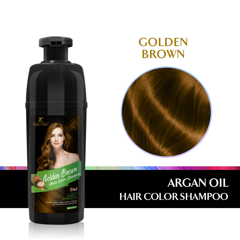 Zippy Color 3 in 1 Argan Oil Hair Dye Shampoo-Golden Brown,Zippy Color 3 in 1 Argan Oil Hair Dye Shampoo-Black,Guangdong Mingli Biomedical Technology Co., Ltd.