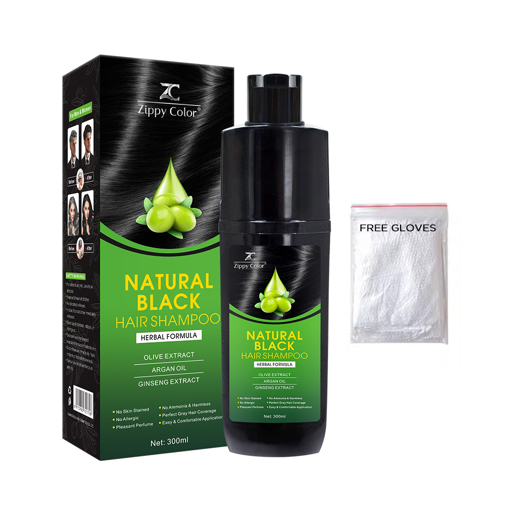 黒髪のシャンネス Zippy Color Permanent Black Hair Dye Shampoo with Olive Extract