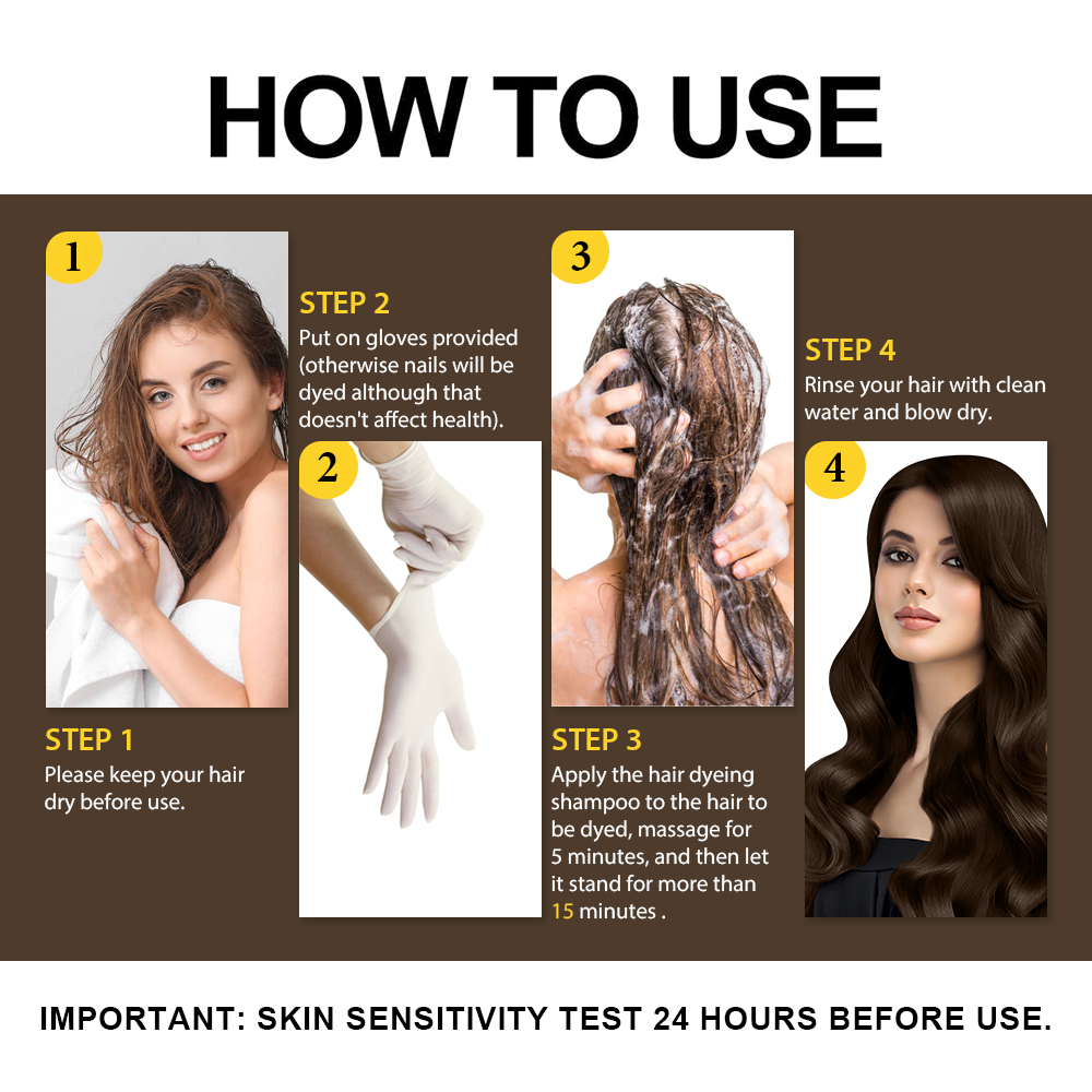 Zippy Color 3 in 1 Argan Oil Hair Dye Shampoo-Dark Brown,Zippy Color Hair Dye Shampoo - Wholesale Hair Care Manufacturer,Guangdong Mingli Biomedical Technology Co., Ltd.