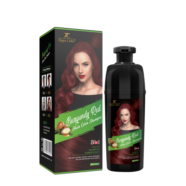 Zippy Color 3 in 1 Argan Oil Hair Dye Shampoo-Burgundy Red,Zippy Color Hair Dye Shampoo - Black Hair Care Manufacturer,Guangdong Mingli Biomedical Technology Co., Ltd.