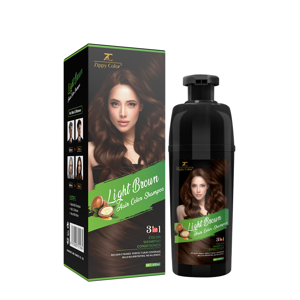 Zippy Color 3 in 1 Argan Oil Hair Dye Shampoo-Light Brown,Zippy Color 3 in 1 Argan Oil Hair Dye Shampoo-Black,Guangdong Mingli Biomedical Technology Co., Ltd.