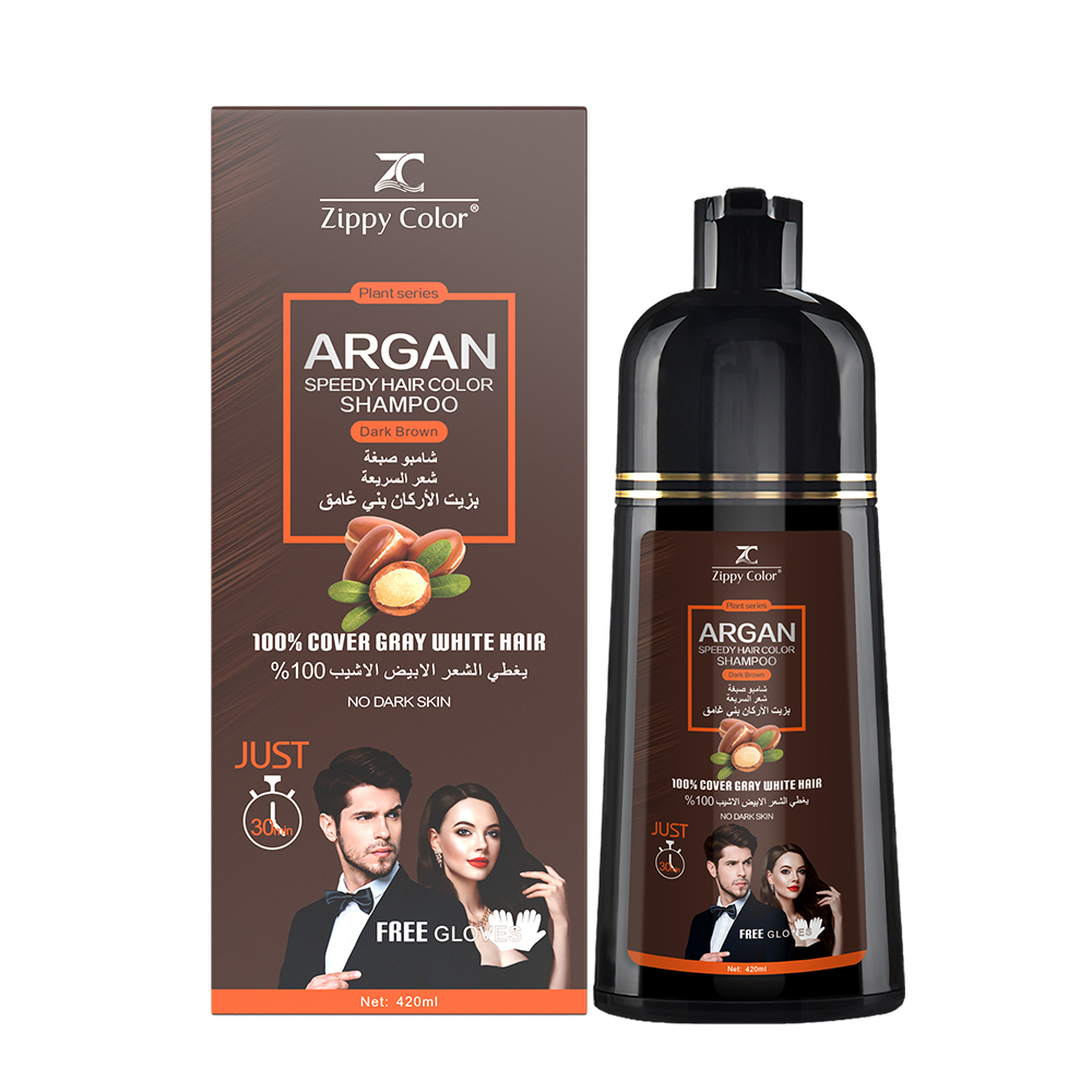 Zippy Color Argan Speedy Hair Color Shampoo - Dark Brown - Fast & Nourishing Hair Dye Shampoo for Healthy Hair,Zippy Color Hair Dye Shampoo - Wholesale Hair Care Manufacturer,Guangdong Mingli Biomedical Technology Co., Ltd.