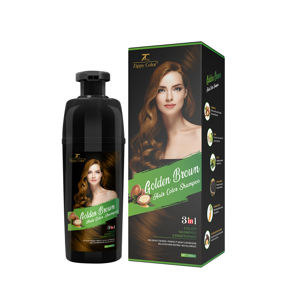 Zippy Color 3 in 1 Argan Oil Hair Dye Shampoo-Golden Brown,Zippy Color 3 in 1 Argan Oil Hair Dye Shampoo-Black,Guangdong Mingli Biomedical Technology Co., Ltd.