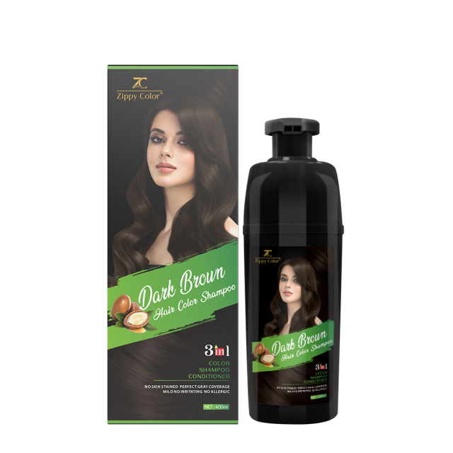 Zippy Color 3 in 1 Argan Oil Hair Dye Shampoo-Dark Brown,Zippy Color Hair Dye Shampoo - Wholesale Hair Care Manufacturer,Guangdong Mingli Biomedical Technology Co., Ltd.