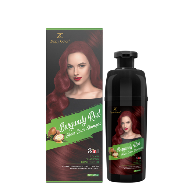 Zippy Color 3 in 1 Argan Oil Hair Dye Shampoo-Burgundy Red,Zippy Color Hair Dye Shampoo - Black Hair Care Manufacturer,Guangdong Mingli Biomedical Technology Co., Ltd.