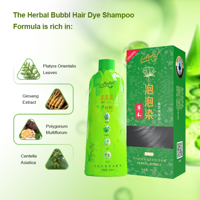 GoPerfect Herbal Bubble Hair Dye Shampoo,Herbal Bubble Hair Dye | Ammonia-Free Foam Hair Dye by Mingli Factory,Guangdong Mingli Biomedical Technology Co., Ltd.