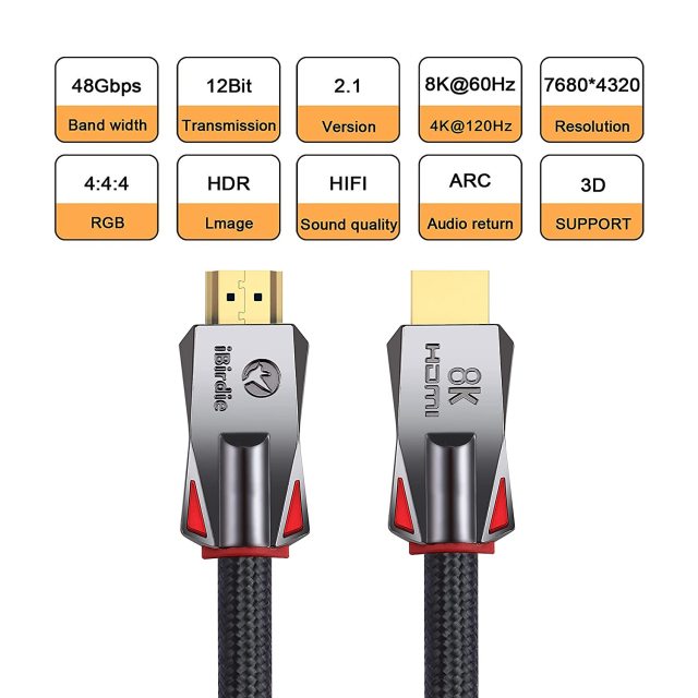 Anhuicco Cavo HDMI 2.1 Certificato 0,5 Metri 48Gbps 4K 144Hz 8K 60Hz 10K 30Hz 2K - Foto 9