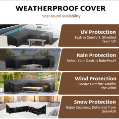 iBirdie Outdoor Sectional Cover for V-Shaped Patio Sofa Waterproof Weatherproof 600D Heavy Duty Garden Furniture Cover Outside Sectional Couch Cover V Shape