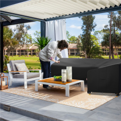 iBirdie Outdoor Sectional Cover Left L-Shaped Patio Sofa Waterproof Weatherproof 600D Heavy Duty Garden Furniture Cover Outside Sectional Couch Cover L shape
