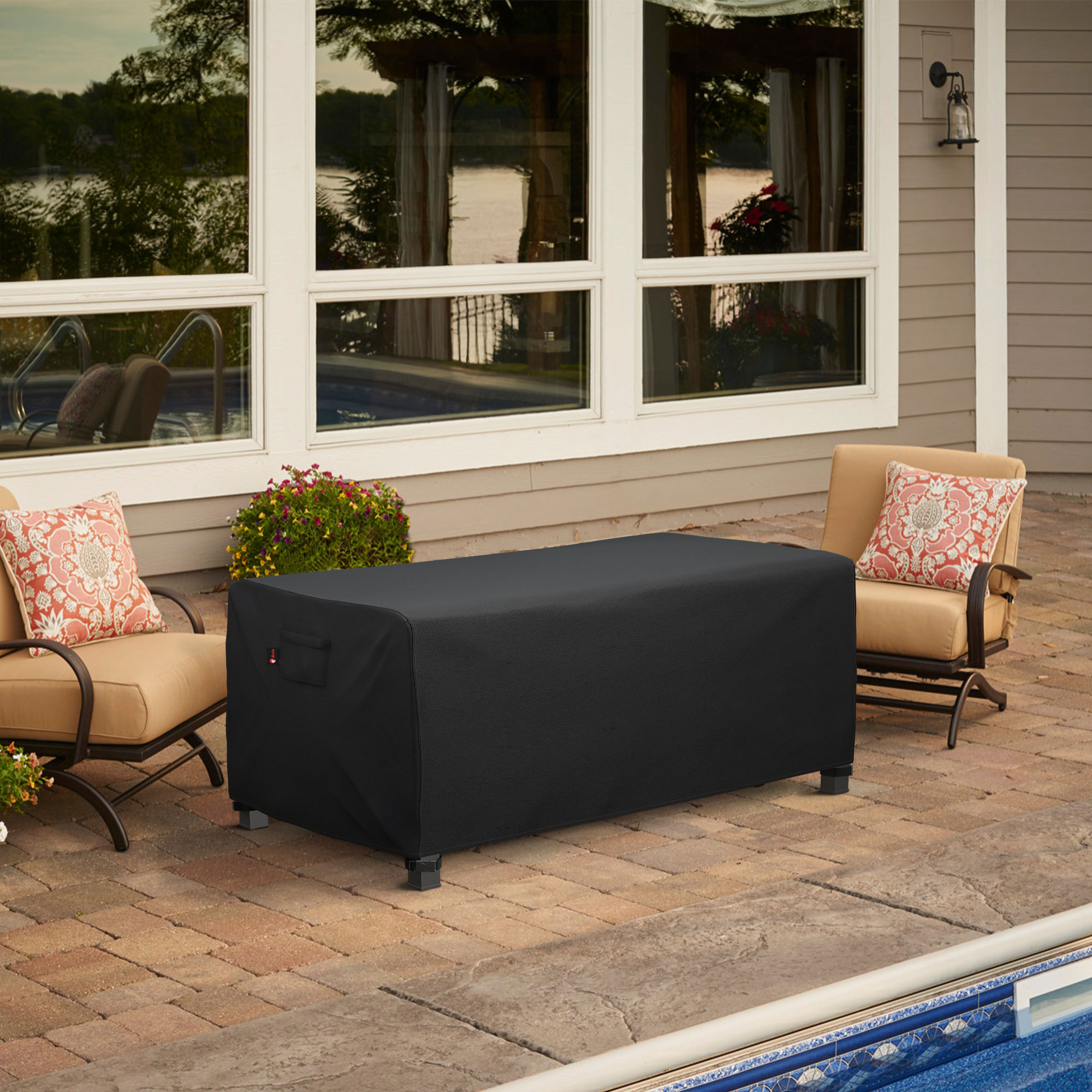 iBirdie Rectangular Gas Fire Pit Table Cover 54 x 28 inch Outdoor Waterproof and Weatherproof Heavy Duty 600D Patio Fireplaces Cover