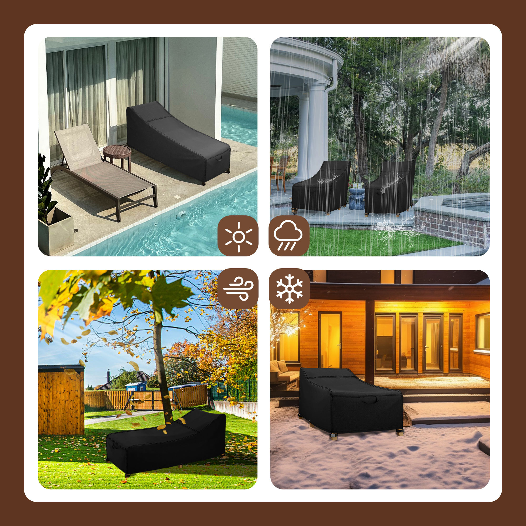 iBirdie Outdoor Lounge Chaise Chair Cover Waterproof Patio Furniture Covers Lawn Pool Chair Cover 1 Pack